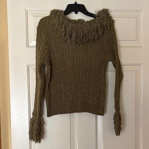 Fringed Olive Women's Turtleneck Sweater